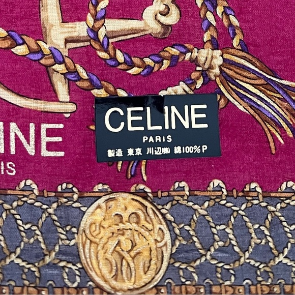 Rare Celine Paris Silk Scarf Cranberry BNWT Vintage Late 1980s-Early 90s France - Picture 14 of 14